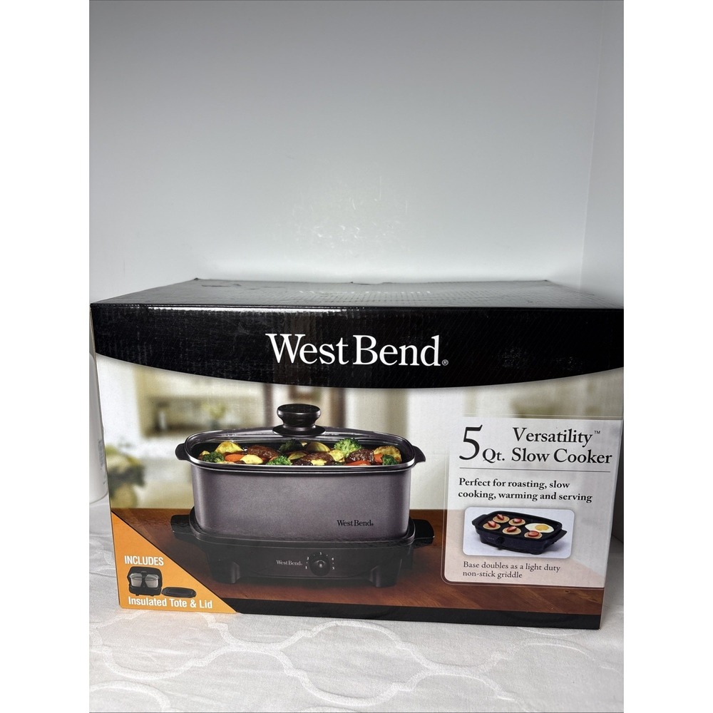 West Bend 5 Quart Versatility Cooker Slow Cooker Griddle Portable with Lid New